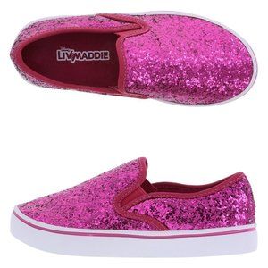 Girls Disney Liv & Maddie Loafers Kids 4.5 Pink Sparkle Slip On Shoes